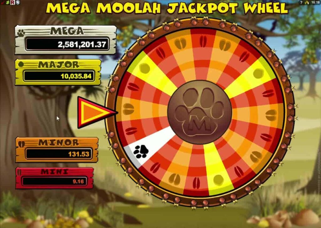 mega moolah jackpot wheel